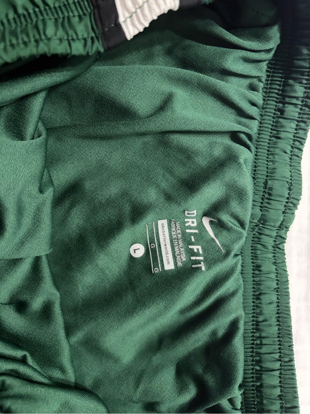 Nike Green Dri-Fit Athletic Shorts with Black Waist Trim - Picture 2 of 4